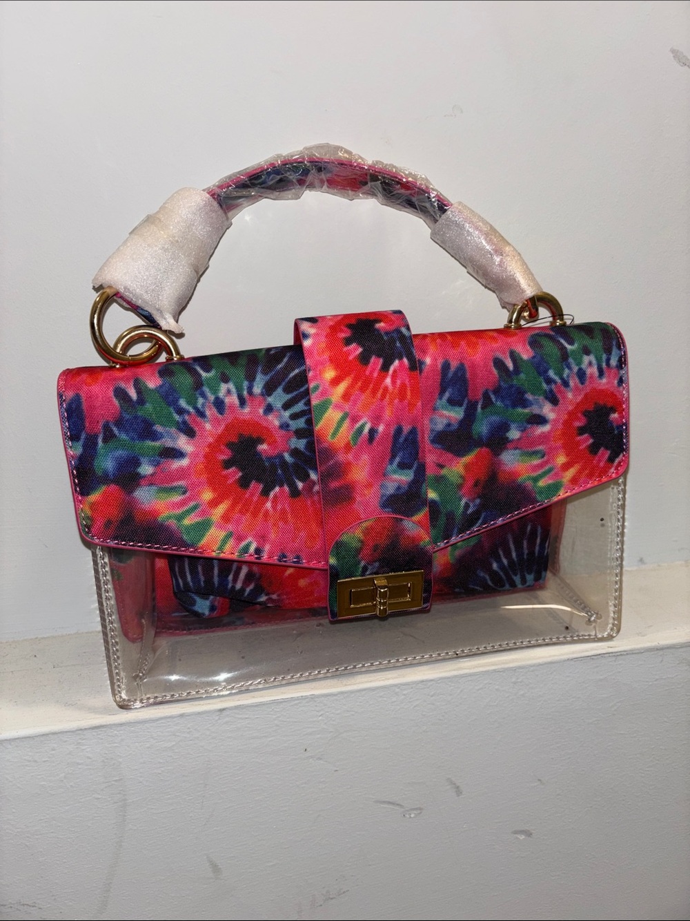 Tie-Dye Clear Satchel Handbag - Multicolor